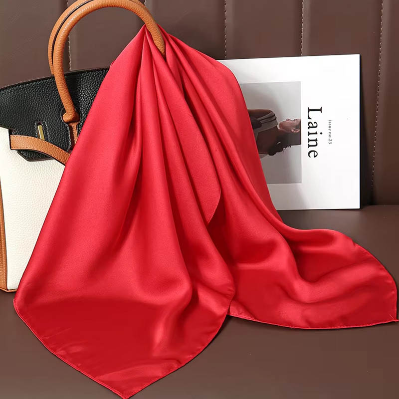 Scarf Silk Square - Luxe Effen Kleur Zijden Vierkante Sjaal