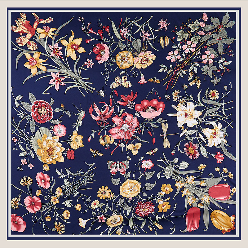 Face Scarf Mask - POBING Twill Zijden Sjaal Vrouwen Bloemenprint